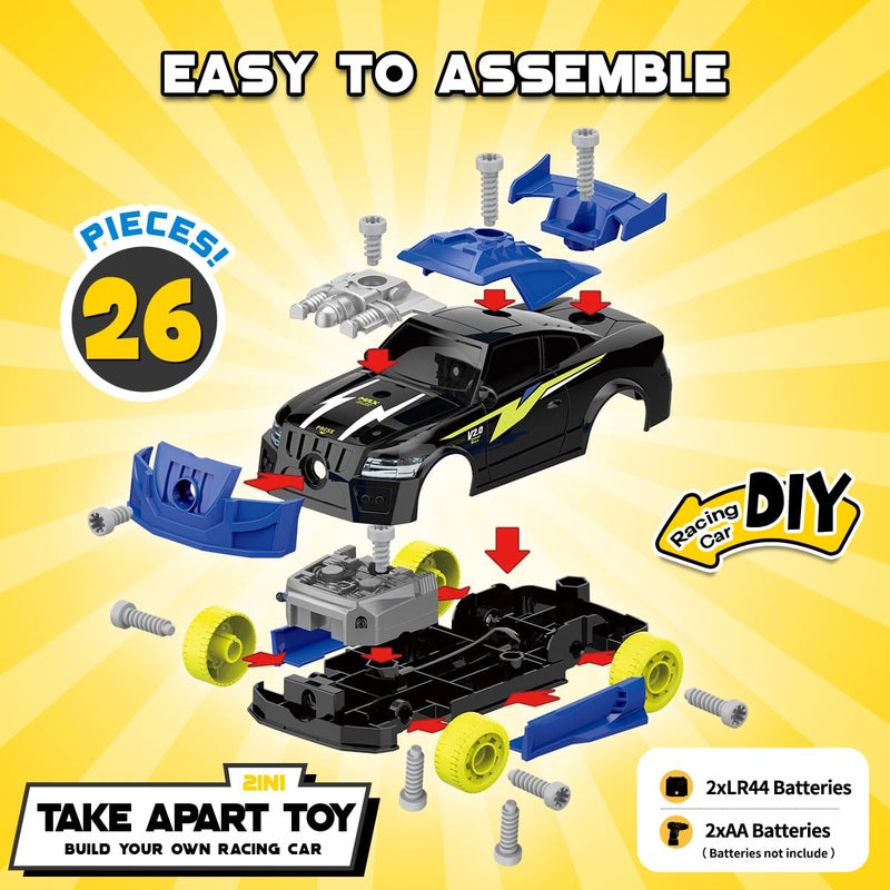 GILOBABY 26 Pieces Take Apart Toys for Boys, Racing Car with Electric Drill, Sounds & Lights, Building Stem Toys for Kids, Gifts for 3 4 5 Year Old Boys Learning Educational Toys - Image 5